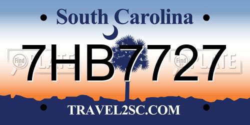 7HB7727 South Carolina License Plate