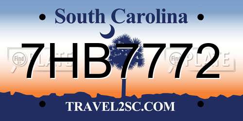 7HB7772 South Carolina License Plate