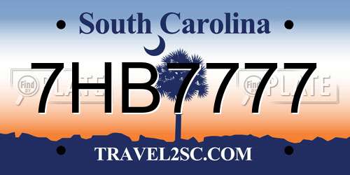 7HB7777 South Carolina License Plate