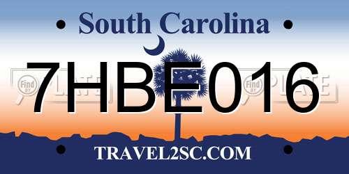 7HBE016 South Carolina License Plate
