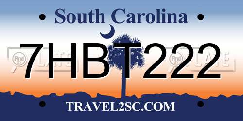 7HBT222 South Carolina License Plate