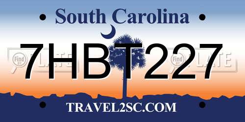 7HBT227 South Carolina License Plate