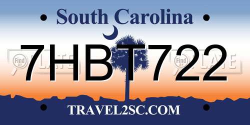 7HBT722 South Carolina License Plate