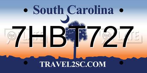 7HBT727 South Carolina License Plate