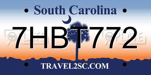 7HBT772 South Carolina License Plate