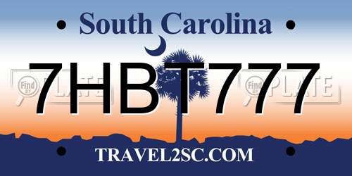 7HBT777 South Carolina License Plate