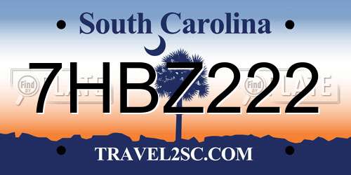 7HBZ222 South Carolina License Plate