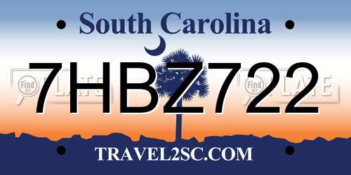 7HBZ722 South Carolina License Plate