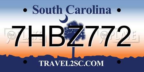7HBZ772 South Carolina License Plate