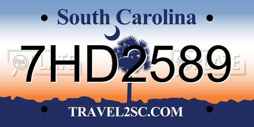 7HD2589 South Carolina License Plate