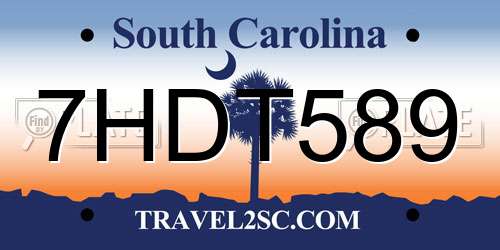 7HDT589 South Carolina License Plate