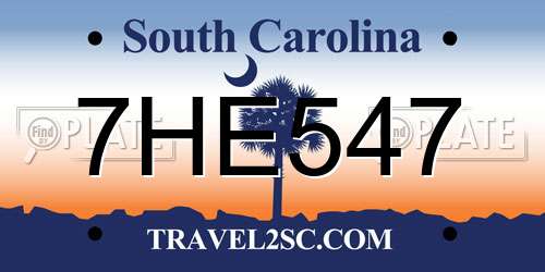 7HE547 South Carolina License Plate