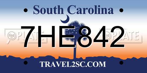 7HE842 South Carolina License Plate