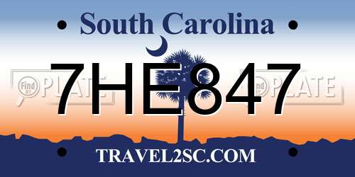 7HE847 South Carolina License Plate