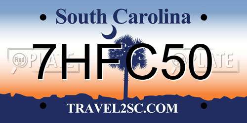 7HFC50 South Carolina License Plate