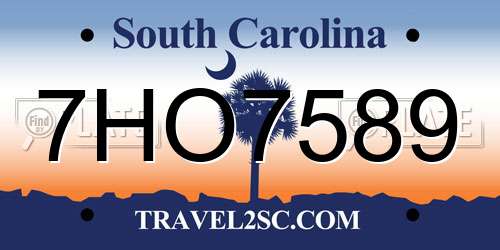 7HO7589 South Carolina License Plate