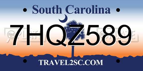7HQZ589 South Carolina License Plate