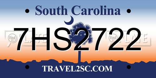 7HS2722 South Carolina License Plate
