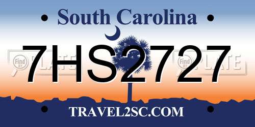 7HS2727 South Carolina License Plate