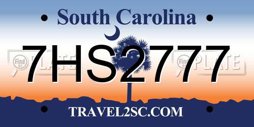 7HS2777 South Carolina License Plate