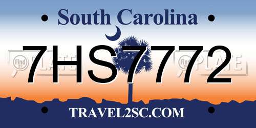 7HS7772 South Carolina License Plate