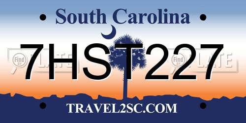 7HST227 South Carolina License Plate