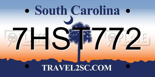 7HST772 South Carolina License Plate