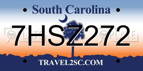 7HSZ272 South Carolina License Plate