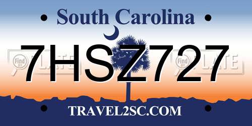 7HSZ727 South Carolina License Plate