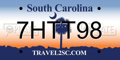 7HTT98 South Carolina License Plate