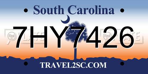 7HY7426 South Carolina License Plate