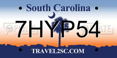 7HYP54 South Carolina License Plate