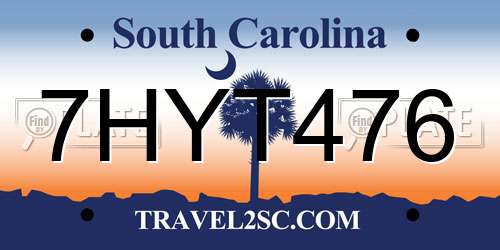 7HYT476 South Carolina License Plate