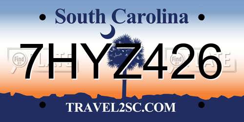 7HYZ426 South Carolina License Plate