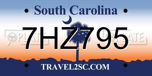 7HZ795 South Carolina License Plate