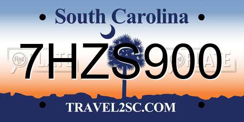 7HZS900 South Carolina License Plate