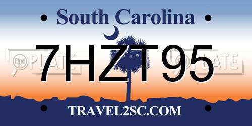 7HZT95 South Carolina License Plate