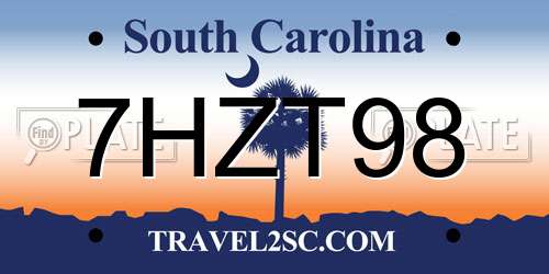 7HZT98 South Carolina License Plate