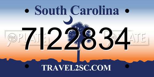7I22834 South Carolina License Plate