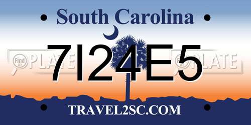 7I24E5 South Carolina License Plate