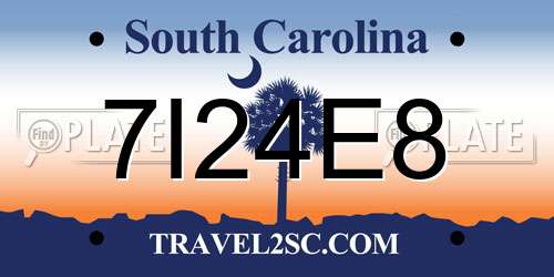 7I24E8 South Carolina License Plate