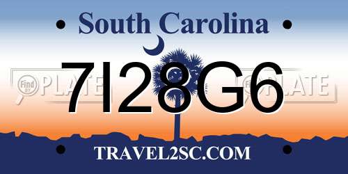 7I28G6 South Carolina License Plate