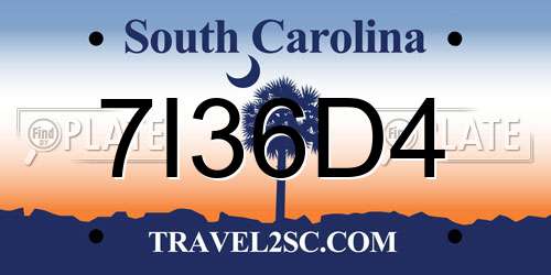 7I36D4 South Carolina License Plate