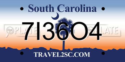 7I36O4 South Carolina License Plate