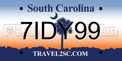 7IDY99 South Carolina License Plate