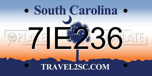 7IE236 South Carolina License Plate