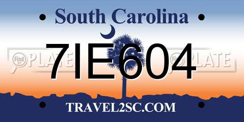 7IE604 South Carolina License Plate