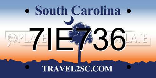 7IE736 South Carolina License Plate