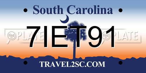 7IET91 South Carolina License Plate