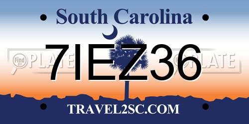 7IEZ36 South Carolina License Plate
